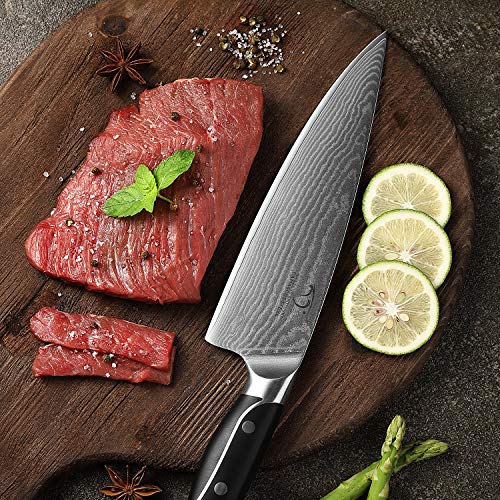 18 Pieces Damascus Kitchen Knife Set (Black/Grey+ / 18 Pieces)