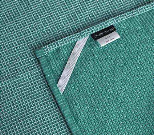 Cotton Kitchen Towels (Teal / 2 Stripe + 2 Waffle Towels)
