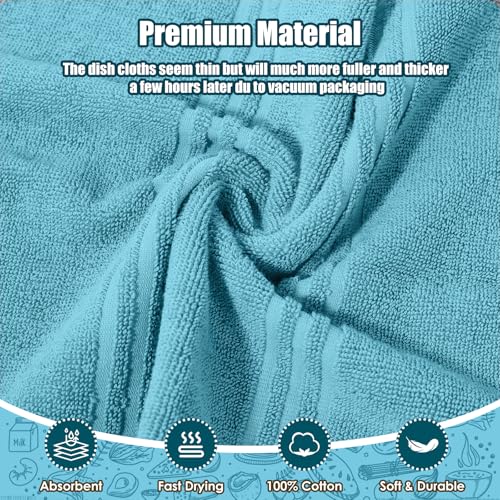 Dish Towels and Dishcloths with Oven Mitts Sets (Lake Blue)