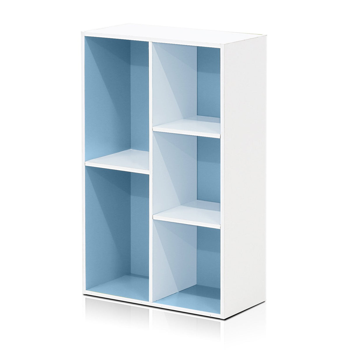LUDER Book Shelf (White/Light Blue / 5-Cube)