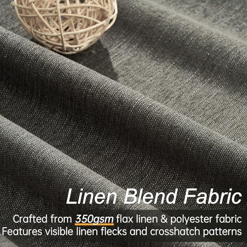 Extra Long Grey Linen Blackout Curtains 120 inches Long Thermal Insulated Energy Efficient Window Treatments for Bedroom Living Room Office Back Tab Rod Pocket (Carbon Grey / 52"W x 120"L (Pack of 2))