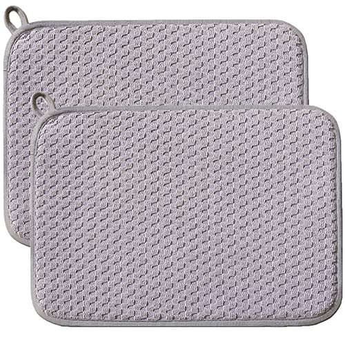 Dish Drying Mats for Kitchen Counter 2 Pack (Gray)