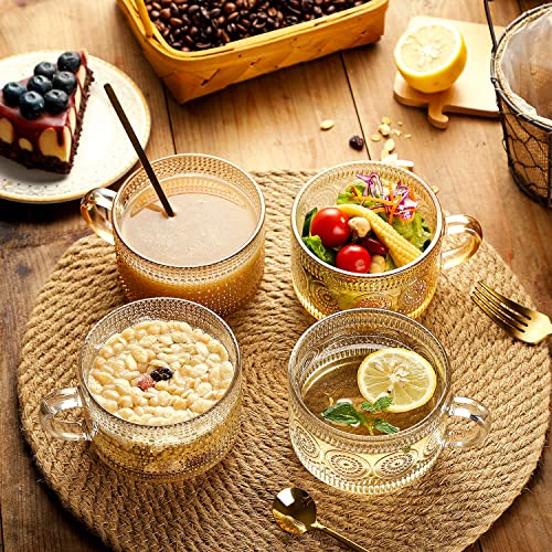 Vintage Glass Coffee Mugs with Spoon (Clear)