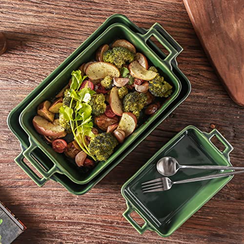 Ceramic Bakeware Set (Set of 3 / Green)