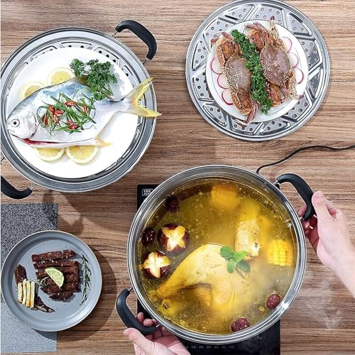 Steamer Pot for Cooking 14.2 inch Steam Pots with Lid 2 (14.2 Inch)