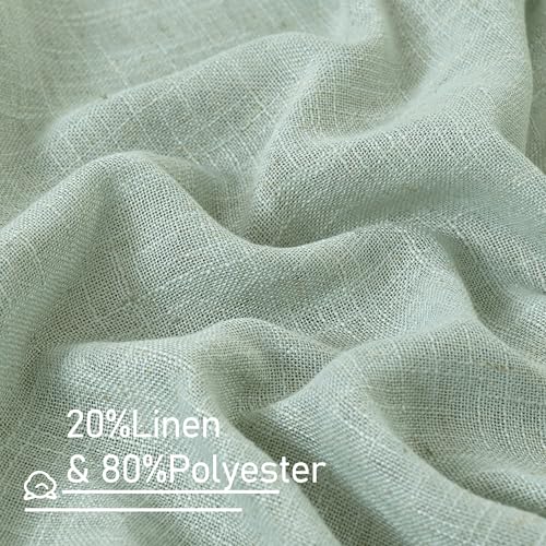 Sheer Linen Curtains 63 inches Long for Bedroom 2 Panels (52"W x 63"L (Pack of 2) / Light Sage)