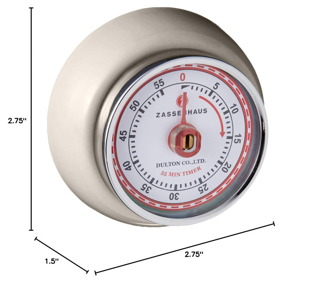 Magnetic Retro Kitchen Timer (Cream / 2.75 inch)