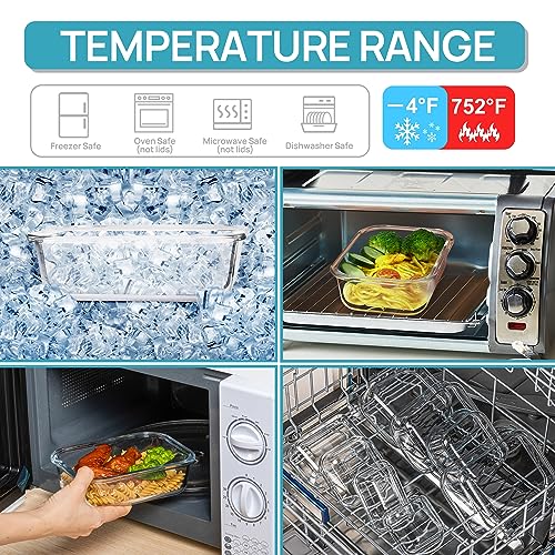 8 Pack Glass Food Storage Containers with Airtight Lids (Multi-colors)
