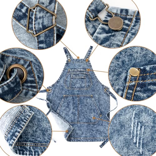 Cotton Denim Apron with Pockets for Men (Large / Denim Blue)