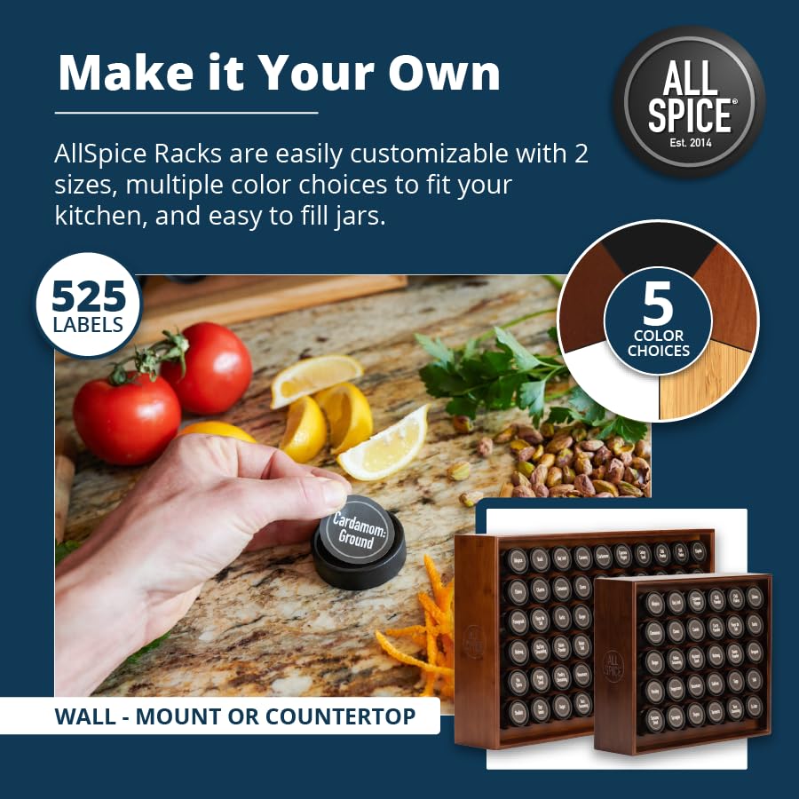 Spice Rack Organizer (30 Jar / Walnut Stain)