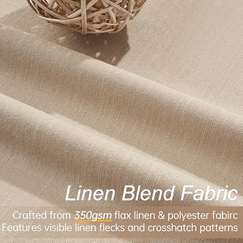 Blackout Linen Blend Curtains 96 Inches Long 2 Panels (Tan / 52"W x 96"L (Pack of 2))