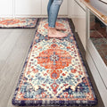 Anti Fatigue Kitchen Mat (Orange/Blue/Multi / 17.3" x 59"+17.3" x 29"--0.47 inches)