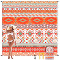 Beach Blanket Mat Waterproof Sandproof for 2 (Bohemian Orange / 79" X 83"（1-4person）)