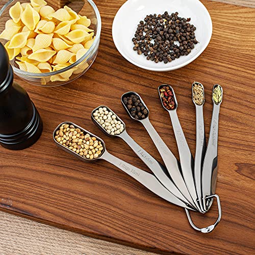 6-Piece 18/8 Stainless Steel Measuring Spoons Set, Dark Gray (6 Piece / Dark Gray)