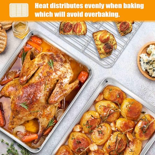 16x12 Inches Stainless Steel Baking Sheet with Wire Cooling Rack (16x12x1)