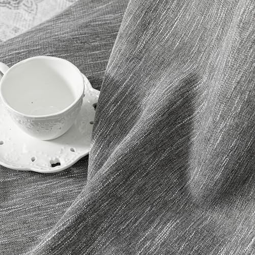 Living Room Curtains Semi Sheer Light Filtering Privacy Drapes Linen Look Textured Boho Home Decor (50"W x 84"L (Pack of 2) / Dark Grey)