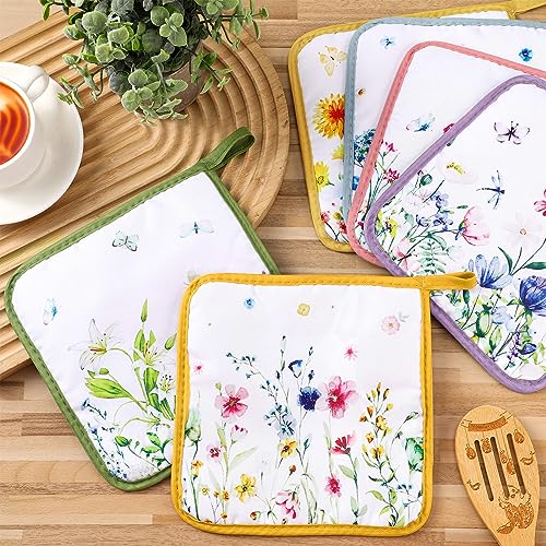 12 Pcs Pot Holders with Pocket (Watercolor / Floral)
