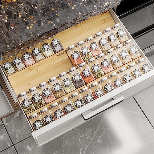 Bamboo Spice Drawer Organizer with Non (8 Pcs x 11.8'' W / Natural)