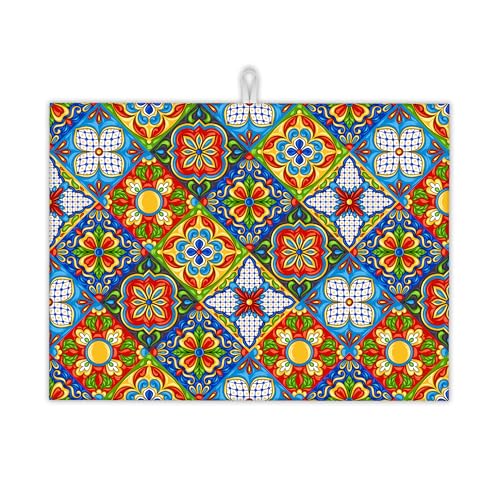 Mexican Tile Dish Drying Mat (Mexican Tile Boho Tradicion)
