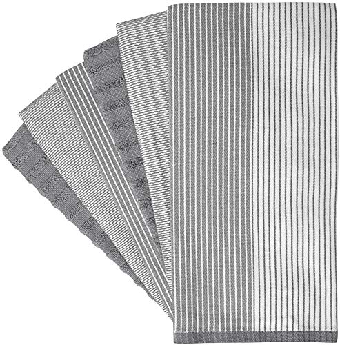 Premium Kitchen Towels 6 Pack 100% Cotton (Grey / Kitchen Towels - Mixed Styles (6 Pack))