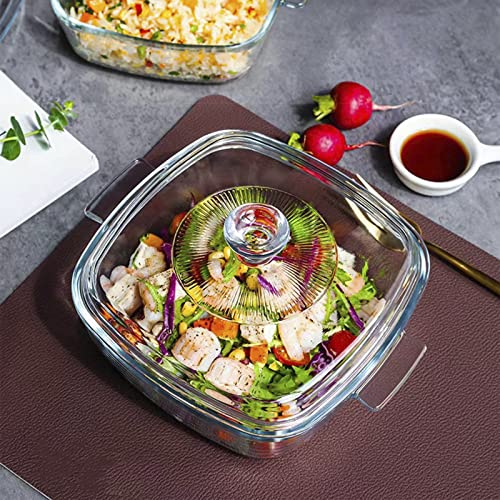 Clear Square Glass Casserole with Lid (1.2-Quart Square)