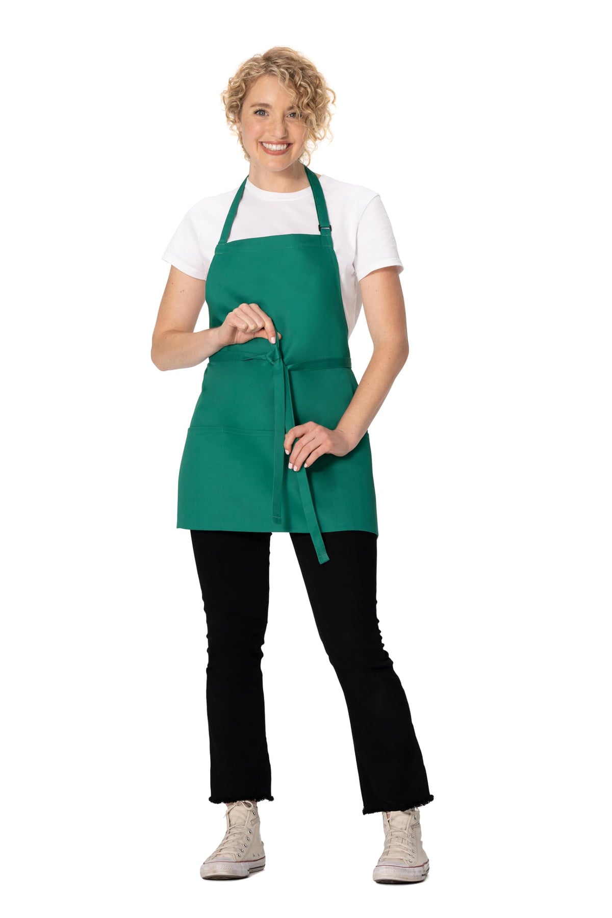 Unisex Three Pocket Apron (Kelly Green, 1 Pack)