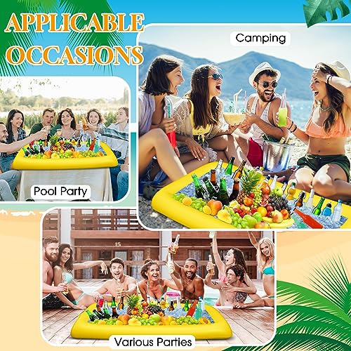 3 Pcs Inflatable Serving Bar Buffet Ice Tray with Drain Plug (Yellow)