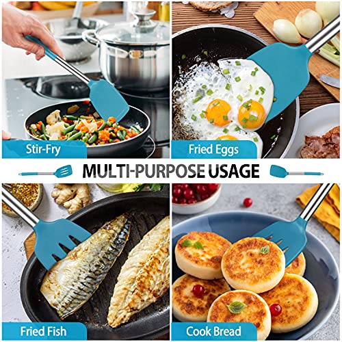 Silicone Cooking Spatulas and Spoons (Blue)
