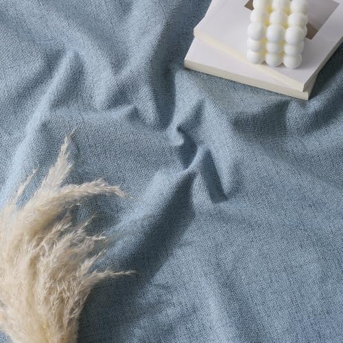 Dusty Blue 100% Blackout Linen Curtains 72 Inch Long for Bedroom (Dusty Blue / 52"W x 72"L (Pack of 2))