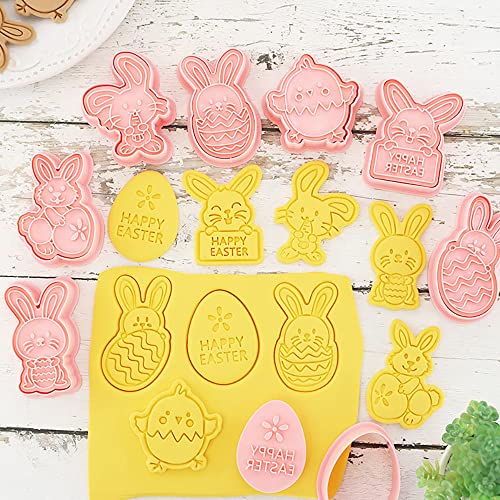 8 Pcs Cookie Cutters Set 3D Holiday Cookie Cutters for Party Baking Decoration (Easter (8 Pcs))