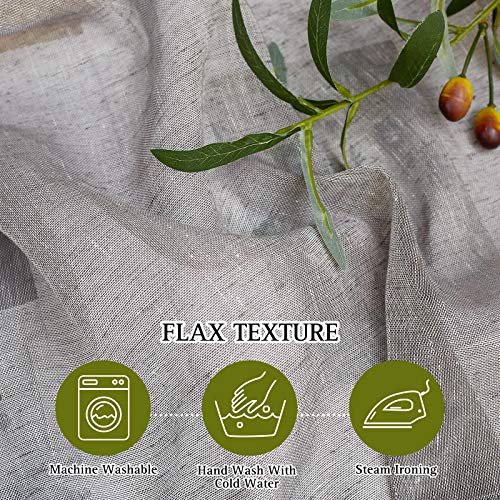 Sheer Curtains Open Linen Blend for Window Decor (52"W x 63"L (Pack of 2) / Charcoal Grey)