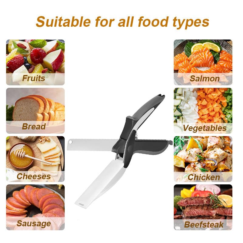 2 in 1 Kitchen Scissors for Food (Black-1pc)