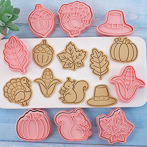 8 Pcs Thanksgiving Cookie Cutters Set 3D Pumpkin (Thanksgiving (8 Pcs))