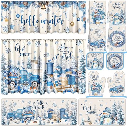 13 Pcs Winter Kitchen Towels Rugs Set (Winter)