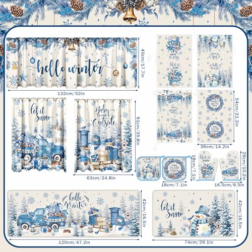 13 Pcs Winter Kitchen Towels Rugs Set (Winter)
