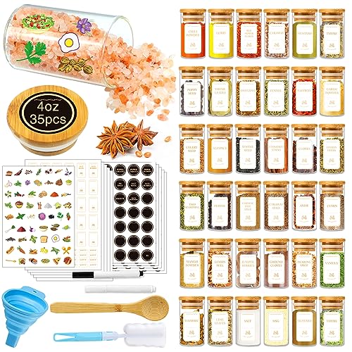 Spice Jars with Labels (4 oz 35 pcs)