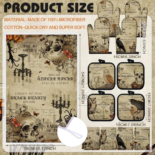 12 Pcs Gothic Halloween Kitchen Accessories Set (Raven Skull)