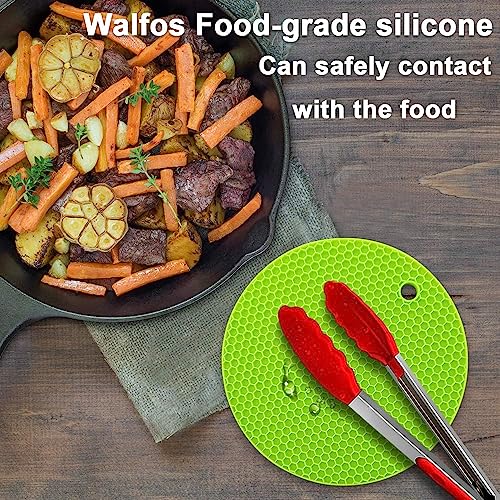 Silicone Trivet Mats (7.1+7in, 4 Green Round + Rectangle)