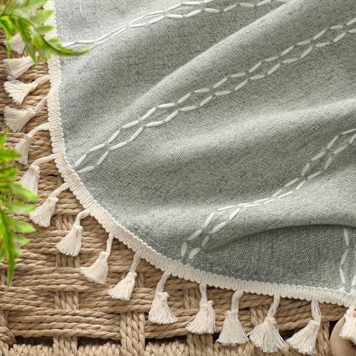 Sage Green Boho Blackout Curtains 72 Inch 2 Panels with Tassels (Sage Green / 52"W x 72"L (Pack of 2))
