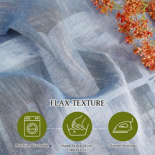 Linen Sheer Kitchen Short Curtains 48 inch Length 2 Panels (36"W x 48"L (Pack of 2) / Sea Mist)