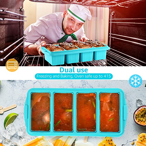 Silicone Freezer Tray With Lid (2Pack-Aqua)