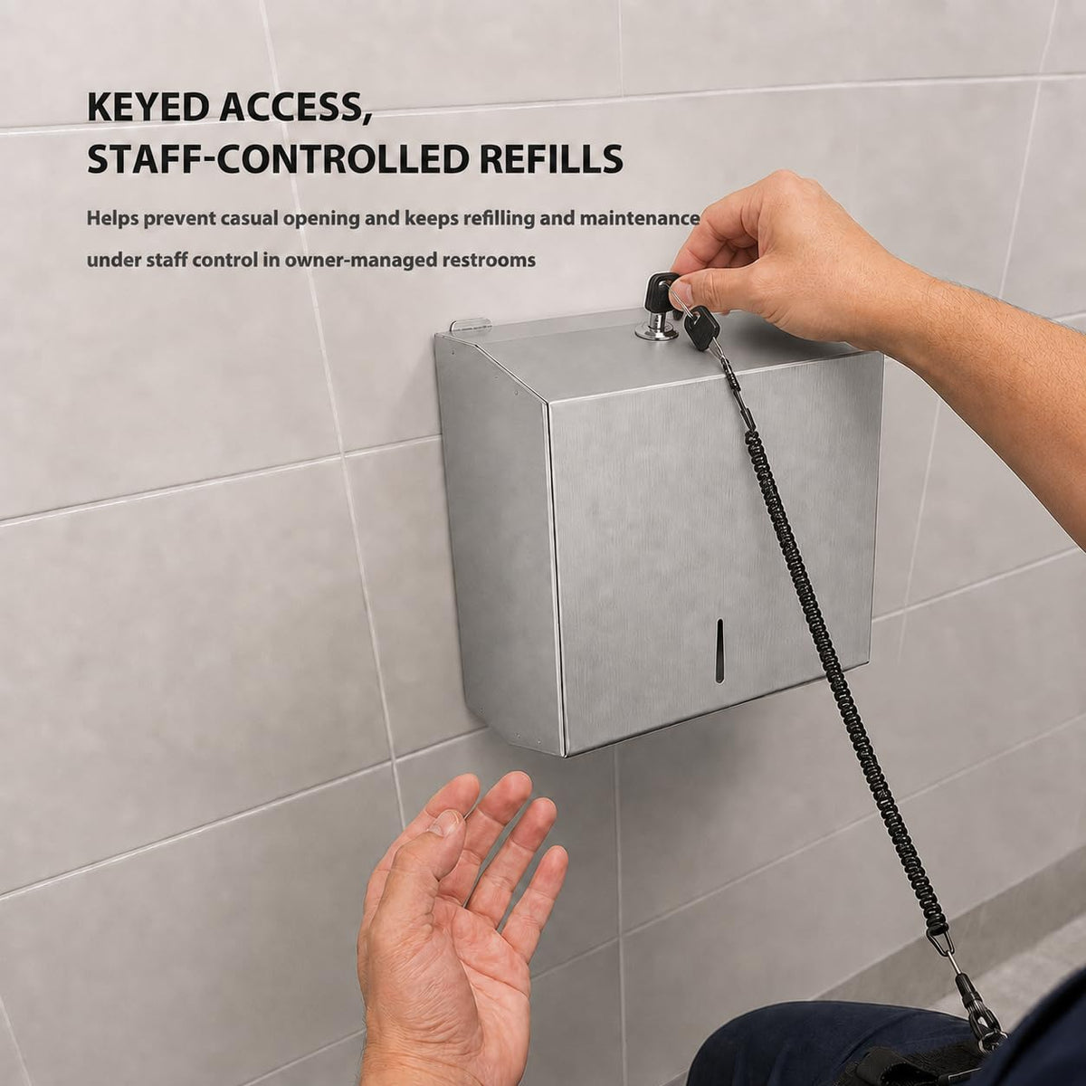 Stainless Steel Paper Towel Dispenser Wall Mount for Commercial Bathrooms (3814-silver)