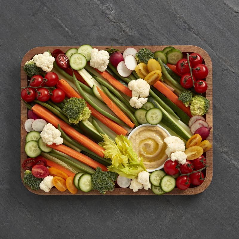 11 x 14 Inch Acacia Cutting Board with Locking Lid (White / Rectangle)