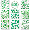 8 Pack Swedish Dish Cloths Washable (8 Pack-green Plants)
