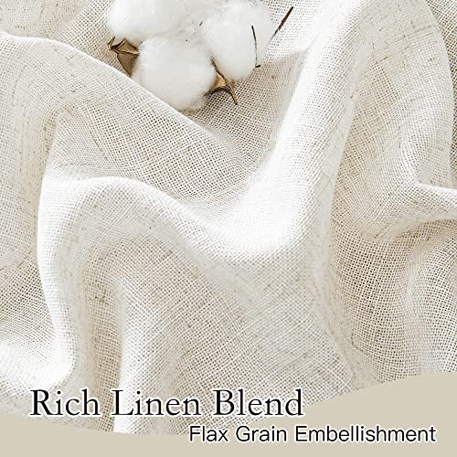 Short Linen Sheer Curtains for Small Kitchen Cafe Bathroom Window (Linen / 52"W x 45"L (Pack of 2))