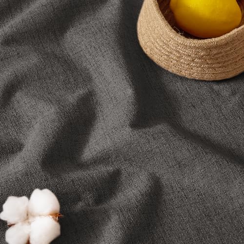 Pinch Pleated Back Tab Curtains Linen Textured 100% Blackout Curtains Thermal Insulated for Bedroom Living Room Bay Window Drapes (Grey / 40"W x 90"L (Pack of 2))