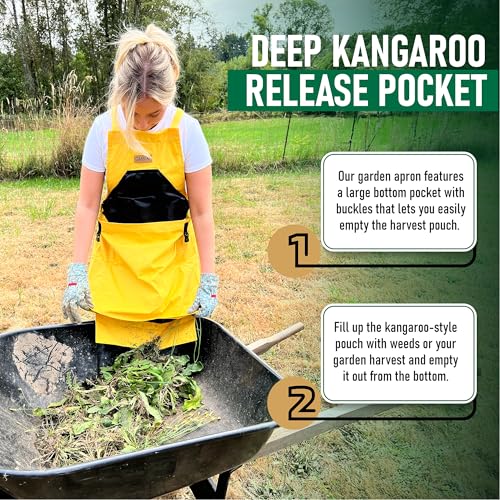 Grampa's Gardening Apron Cross Back Garden Apron with Large Pockets (Yellow)