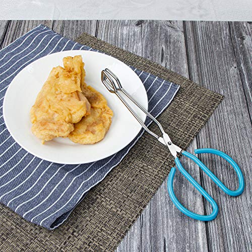 10 Inch Stainless Steel Scissor Tongs (blue 10"+10")