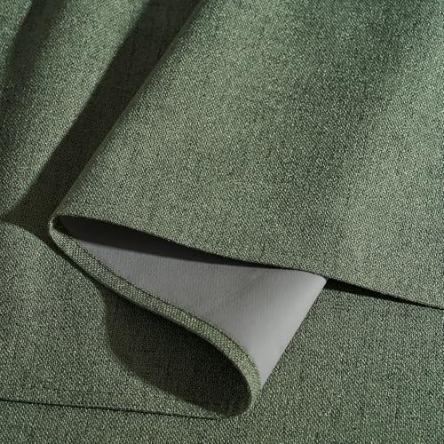 Olive Green 100% Blackout Linen Curtains 102 Inch for Dining Room (Olive Green / 52"W x 102"L (Pack of 2))