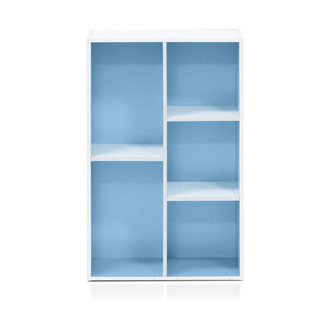 LUDER Book Shelf (White/Light Blue / 5-Cube)